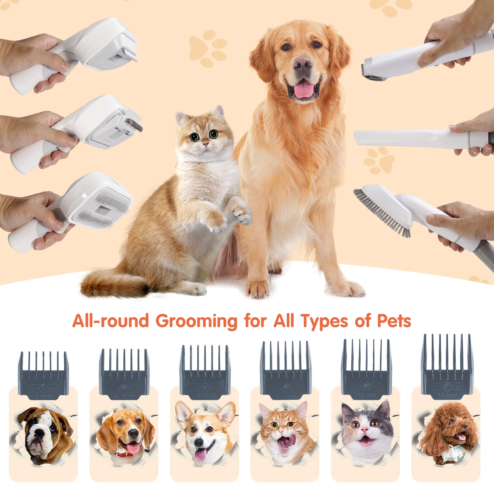 Electrique Professional Dog Hair Remover Cleaner pet grooming vaccum kit with vacuum suction