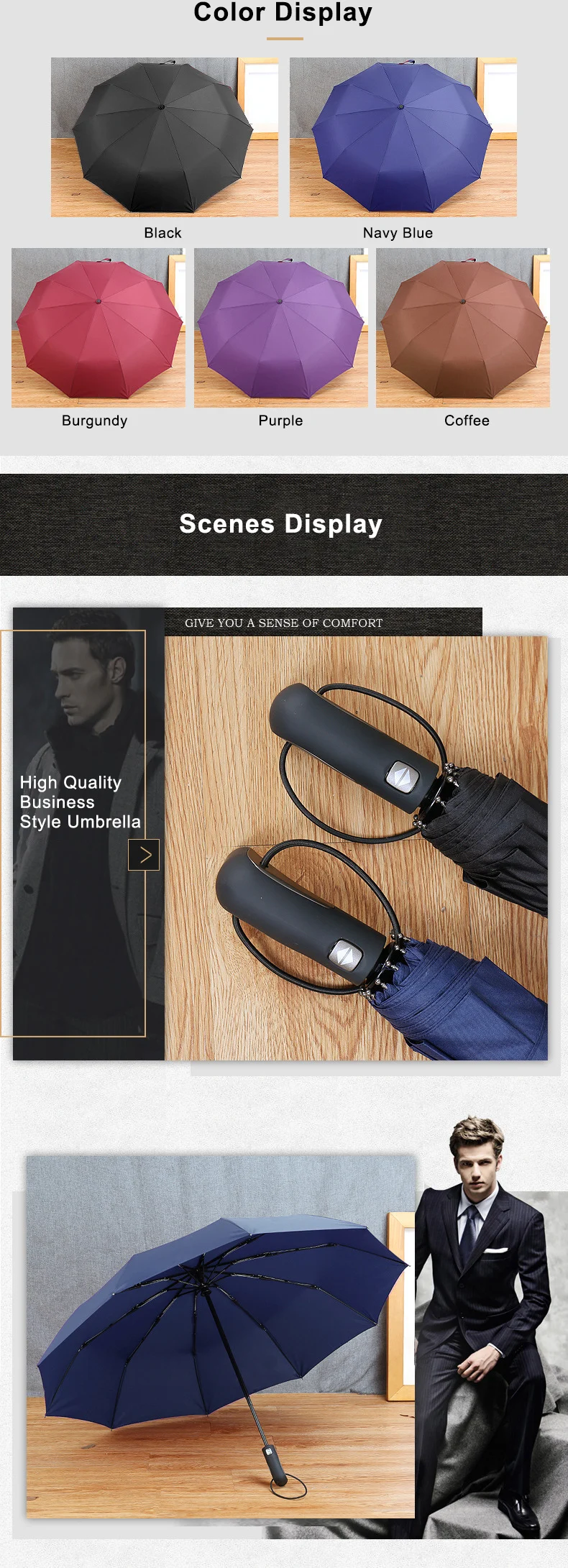 Suppliers custom print business high quality compact automatic three fold umbrella advertising