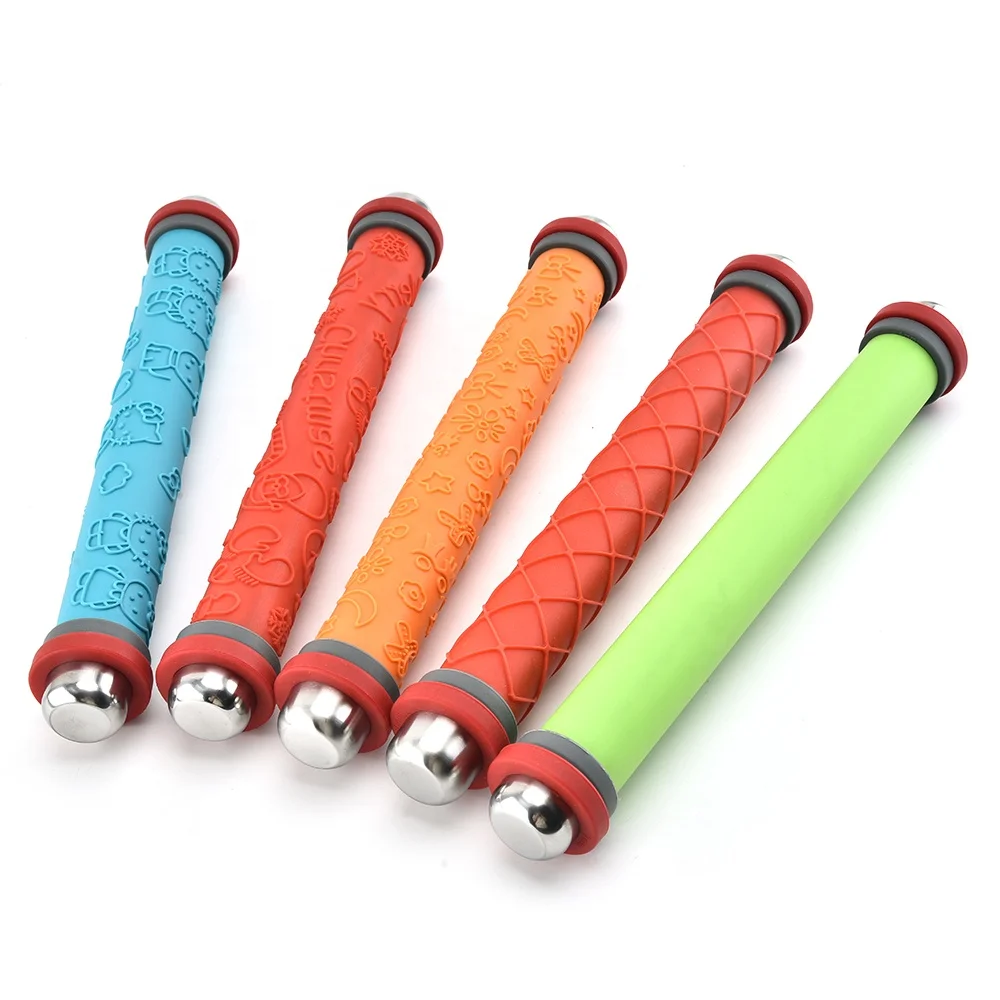 
14inch High Quality Adjustable Stainless Steel Silicone Embossed Rolling Pin 