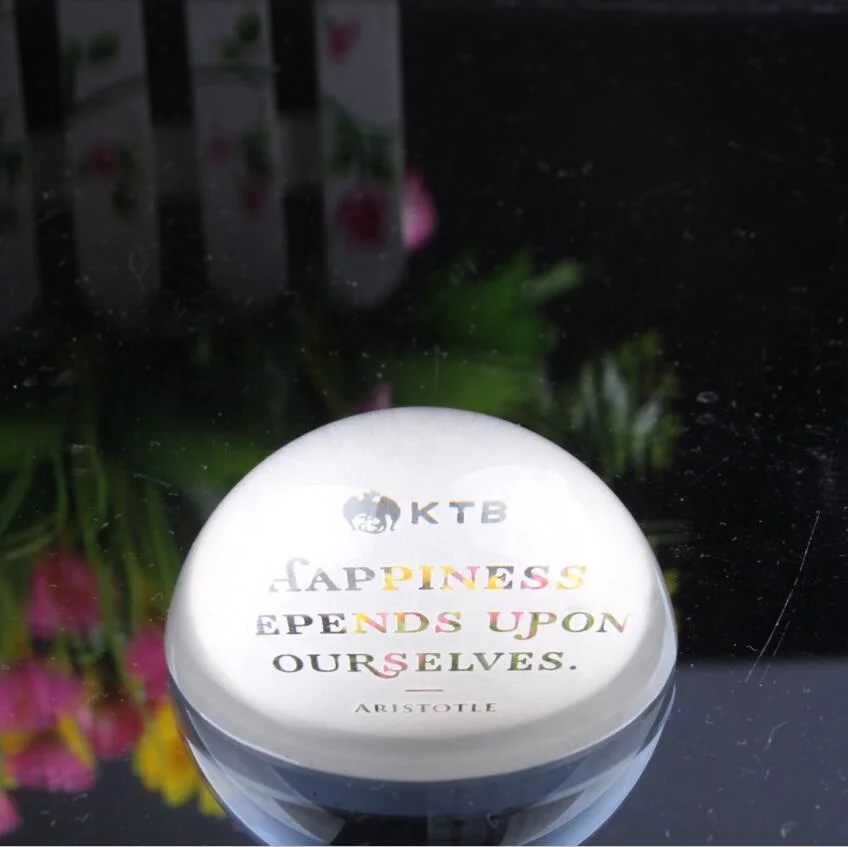 Customized 3D Laser Engraved Table Crystal Semi Sphere With Logo Round Shape Paper Weight