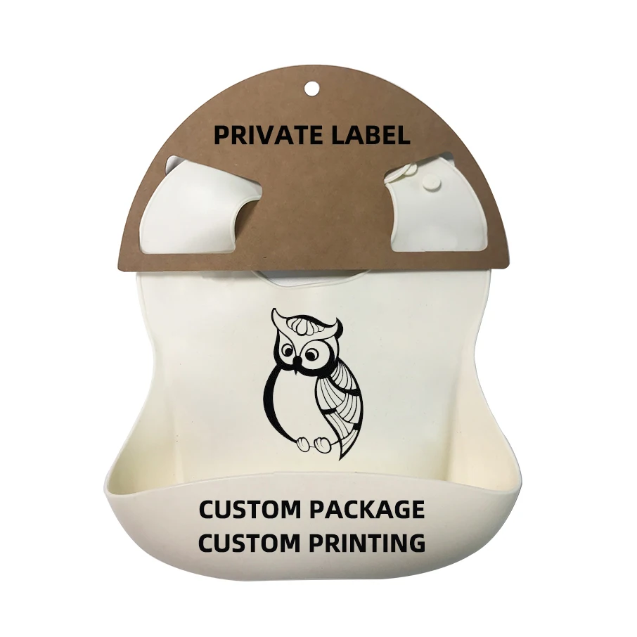 Infant Feeding Products Custom Washable Baby Silicone Bibs Waterproof With Pocket