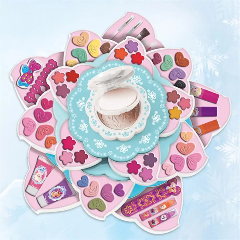 
New Hot! Frozen Kids Makeup Toys Kids Birthday Gift Flower Shape Girls Cosmetics Toys for Girls Children Makeup Set 