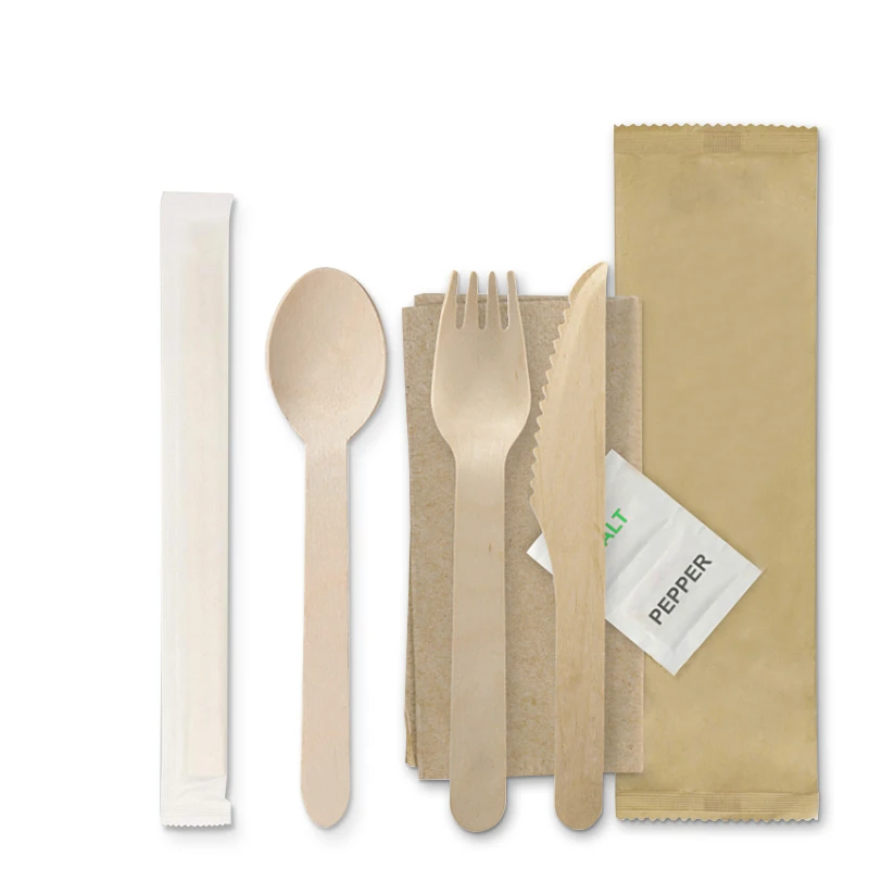 Custom wood spoon fork and chopsticks set disposable wooden cutlery