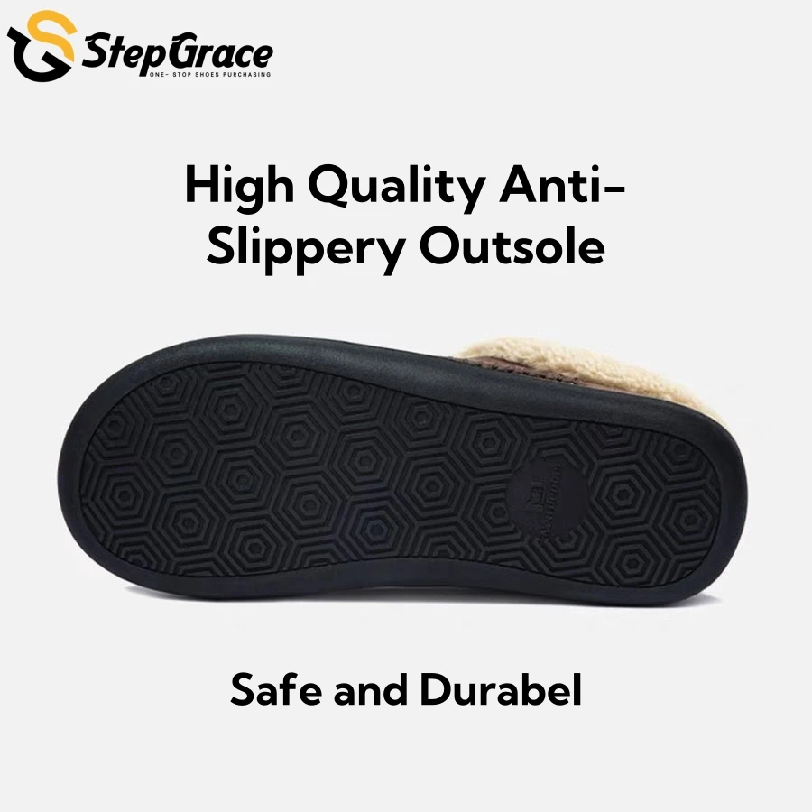 Memory Foam Winter House Slipper Indoor Outdoor Warm Soft Non-Slip Men Shoes Slippers