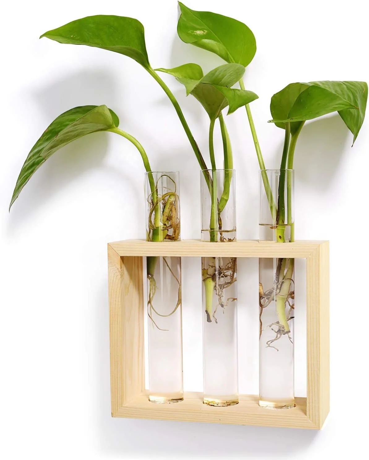 Wall Hanging Plant Propagation Planter Station 3 Tubes with Flower Vase Desktop Terrarium for Hydroponic Cutting Plants