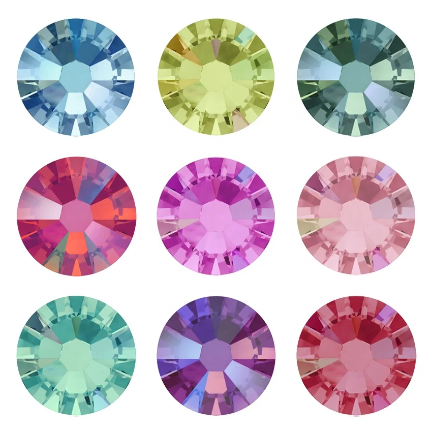 YANRUO High quality plated ab hotfix Rhinestones Strass iron on rhinestone with glue For Purse, Dress,Shoes