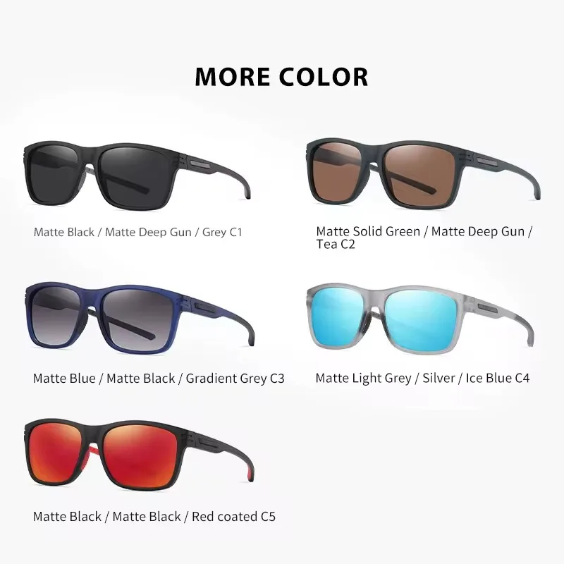 Rectangle Driving Dual Color Injection High Tech Sports Square Rubber Temple Tip Sunglasses Custom Logo Sunglasses