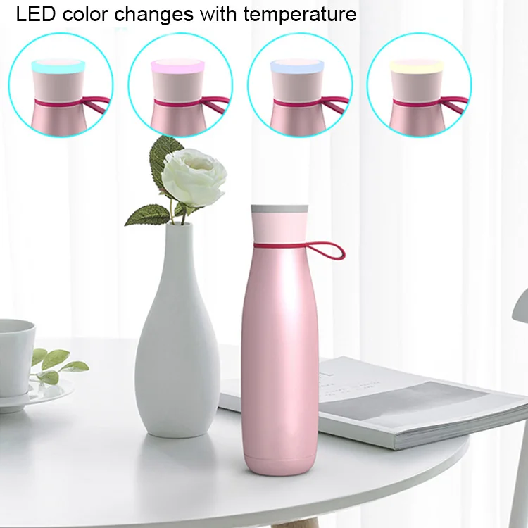 
17 Ounce Wireless Double Wall Insulated Stainless Steel Water Bottle with a Speaker Lid and LED Light 