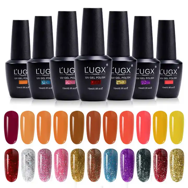LUGX Customized Solid Glitter Cat Eye Color Nail Gel Polish Kit Wholesale OEM 15ml UV Nail Gel Polish Set