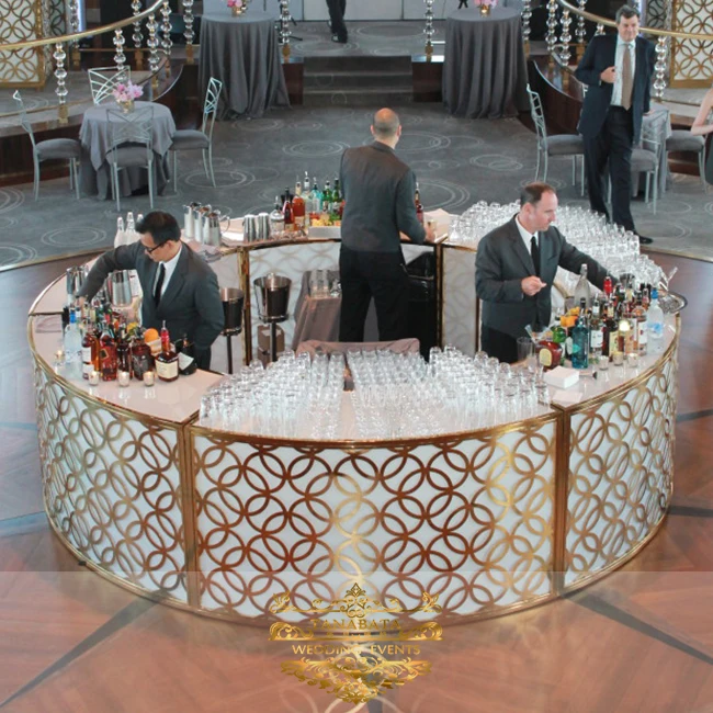 Round mobile night club growing curved bar counter for event