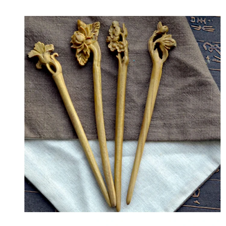 
Chinese vintage sandalwood hair pins wooden hair sticks for Women and girls 