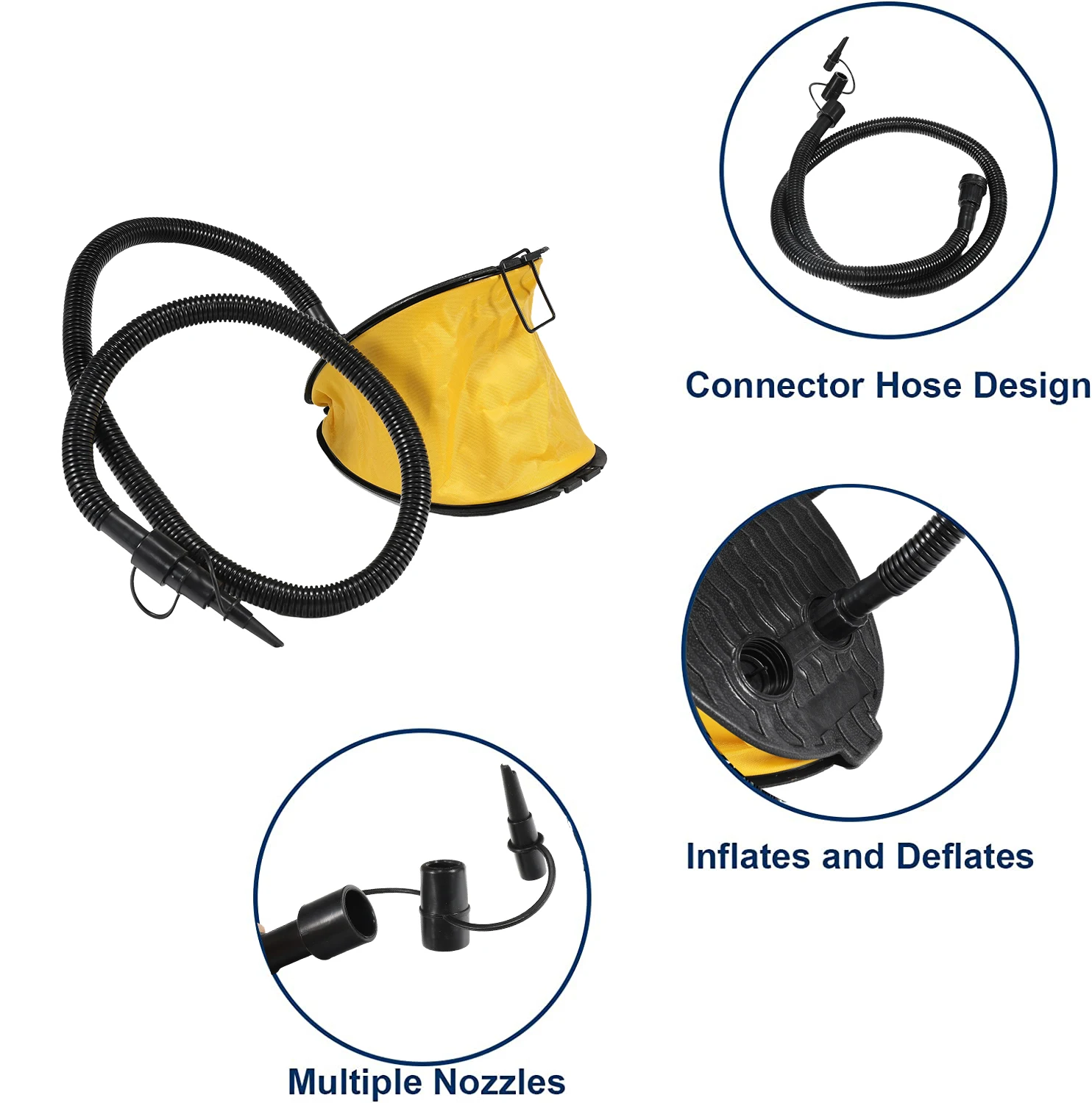 Multifunction Professional Inflatable plastic mini bellow foot air pump with long hose