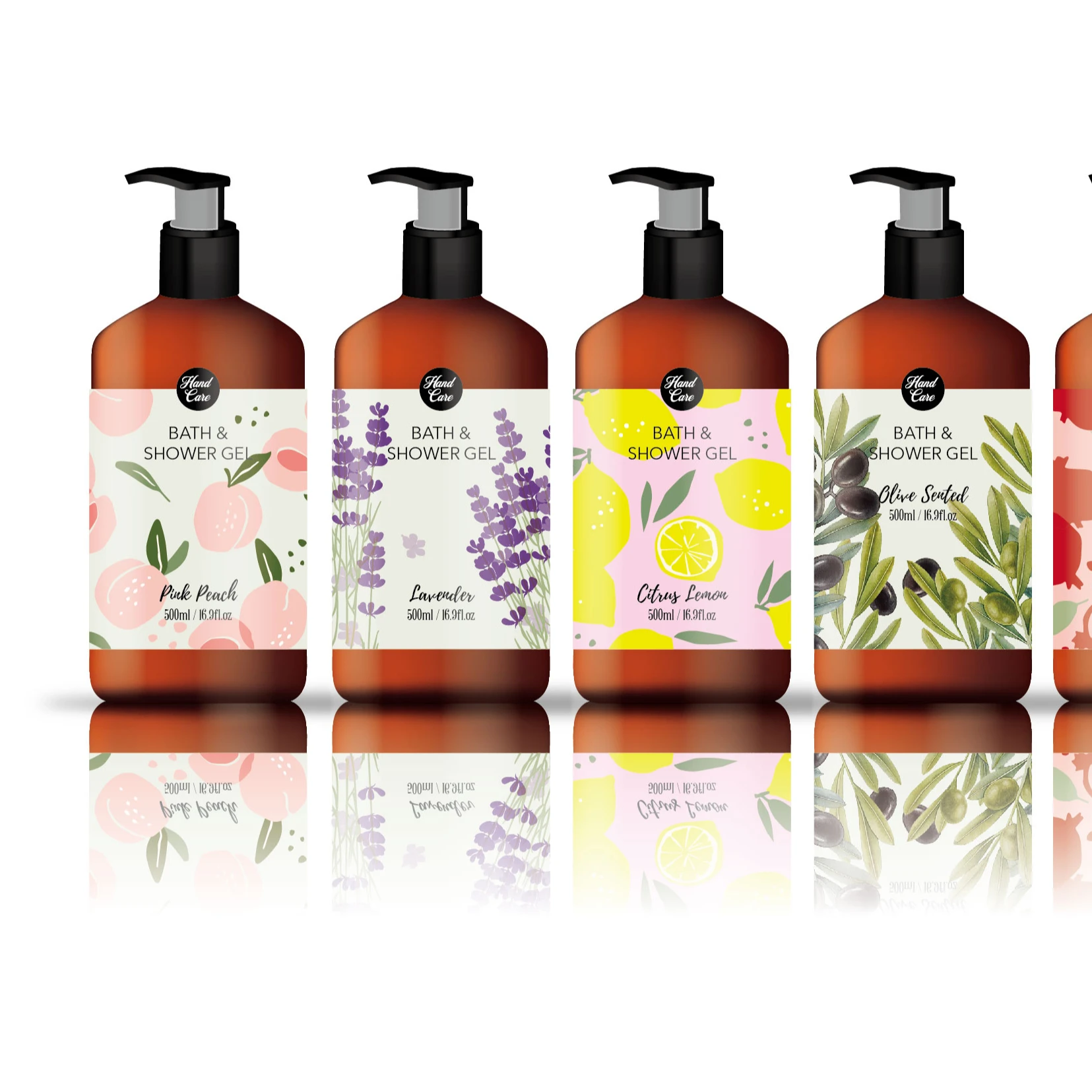 500ml shower gel hand soap cleaning and body care lavender lemon peach pomegranate