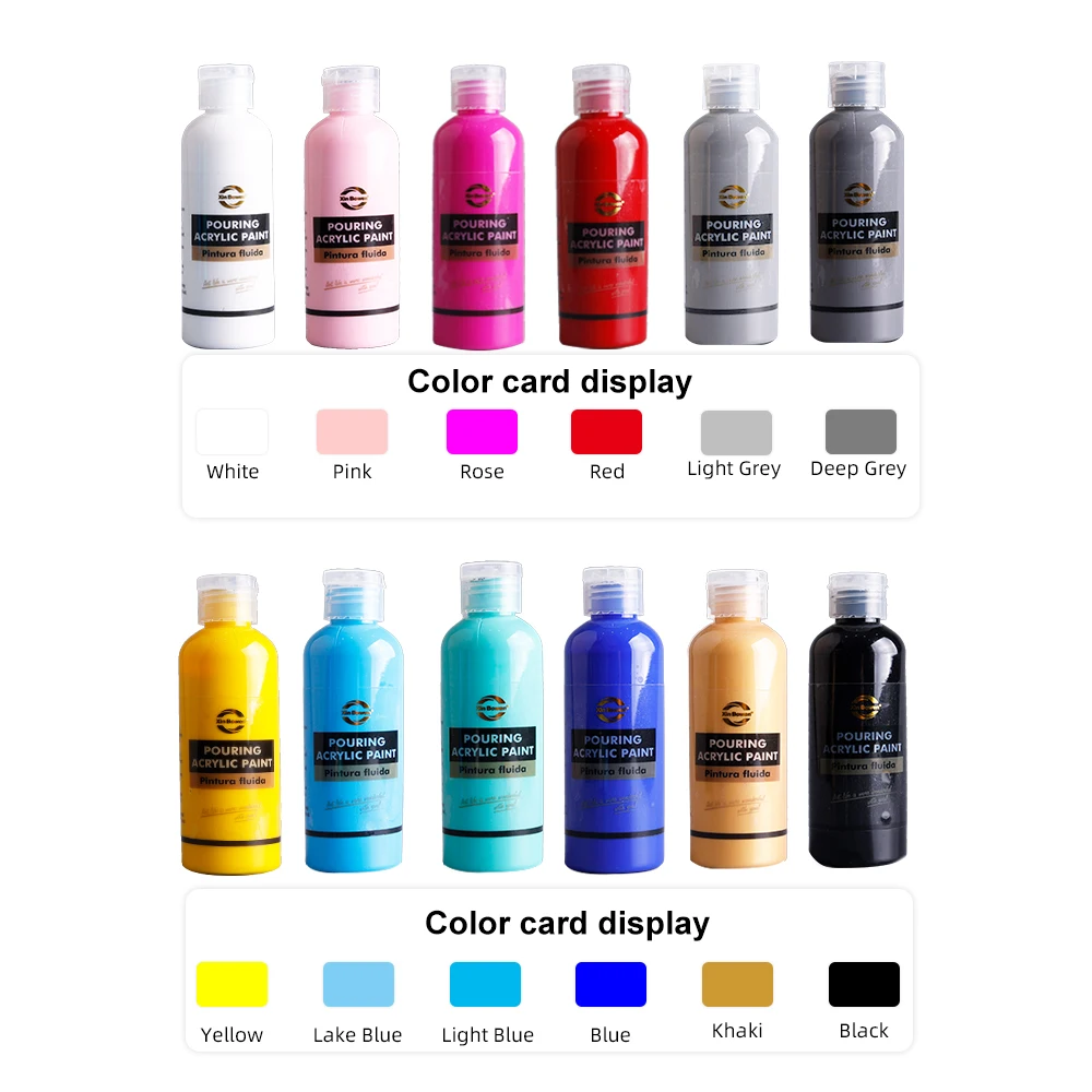 Xin Bowen Professional 100ML 4 Colors Eco-friendly Safe Pouring Acrylic Paint Set Fluid Pigment Colors for DIY Artistic Creation