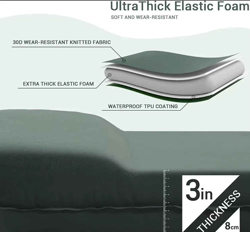 SOLO WILD Waterproof Thickness Self Inflating Air Pad Sleeping Mats Travel Mattress for Camping Picnic Outdoor