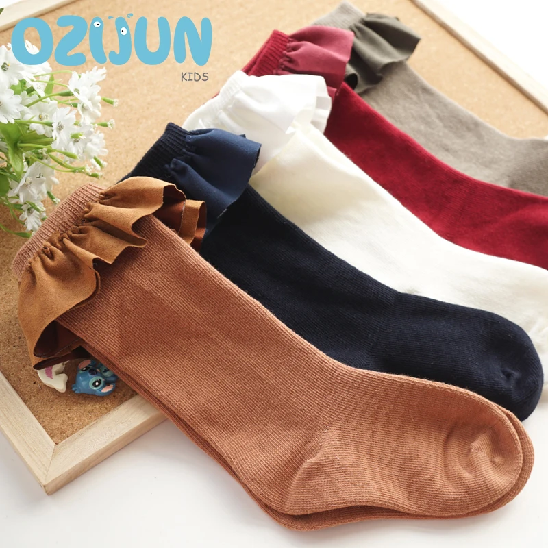 
Fashion Suede Ruffle Lace Knee Socks Baby Girls Cotton Socks Faux Fur Lace Kids Girls Socks 