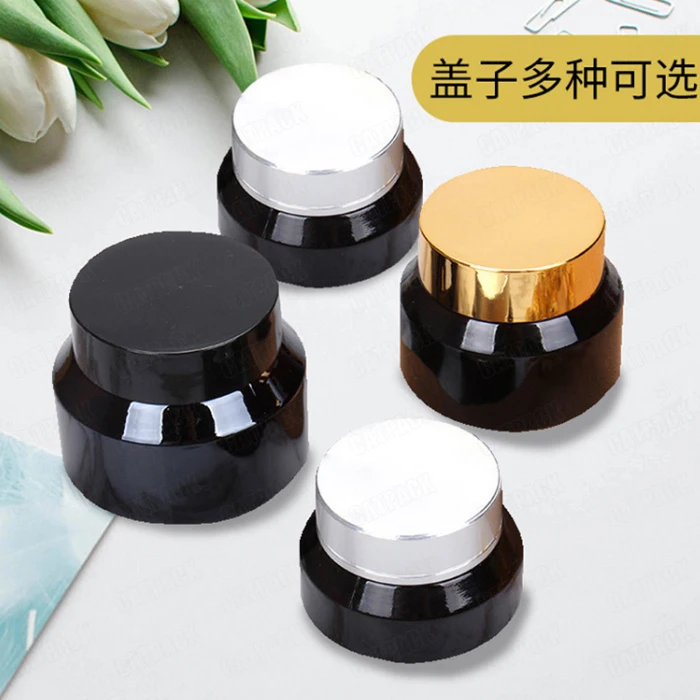 15g 30g 50g Slant Glass Jar Inclined Slope Shoulder Cream Container Cosmetics Empty Matte Frosted Amber Black Glass Cream Jar