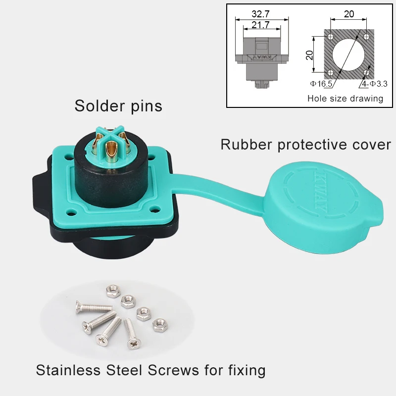 Quick lock male plug female square panel mounted socket with push press button outdoor IP68 waterproof connector M16