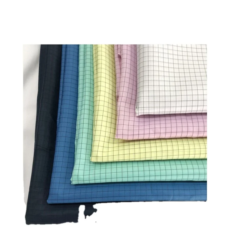 LN-10002 5mm ESD Grid Polyester Fabric Dust Free Clothing Fabric