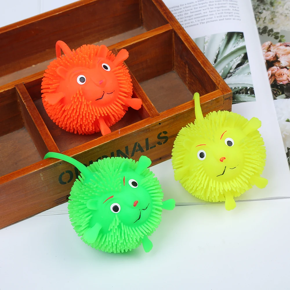 KEHUI Stress Reliever Stretch Toy Hot Style Fidget Lighting Animal Squeeze Toy Lion Puffer Ball For Kids