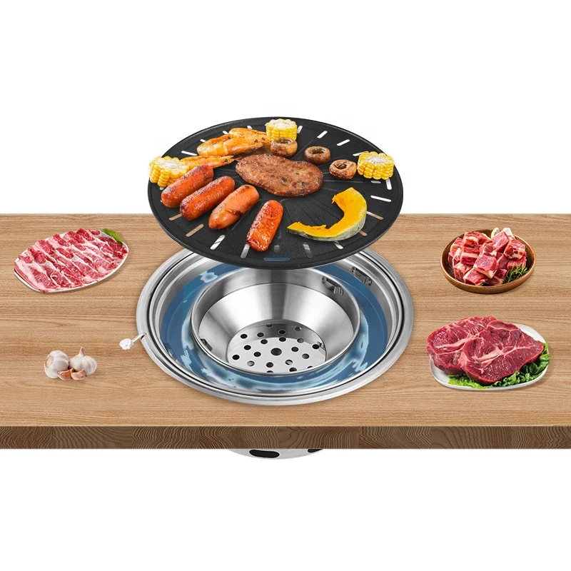 Best Selling Korean Bbq Grill Commercial Tabletop Charcoal Grill Korean Grill 400mm Large Custom Baking Pan Oven For Restaurants