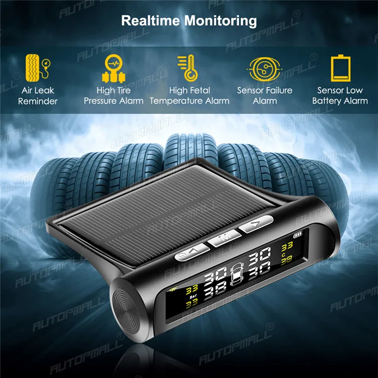 Внешний внутренний беспроводной датчик давления в шинах для автомобиля tpms на солнечной батарее режиме реального времени