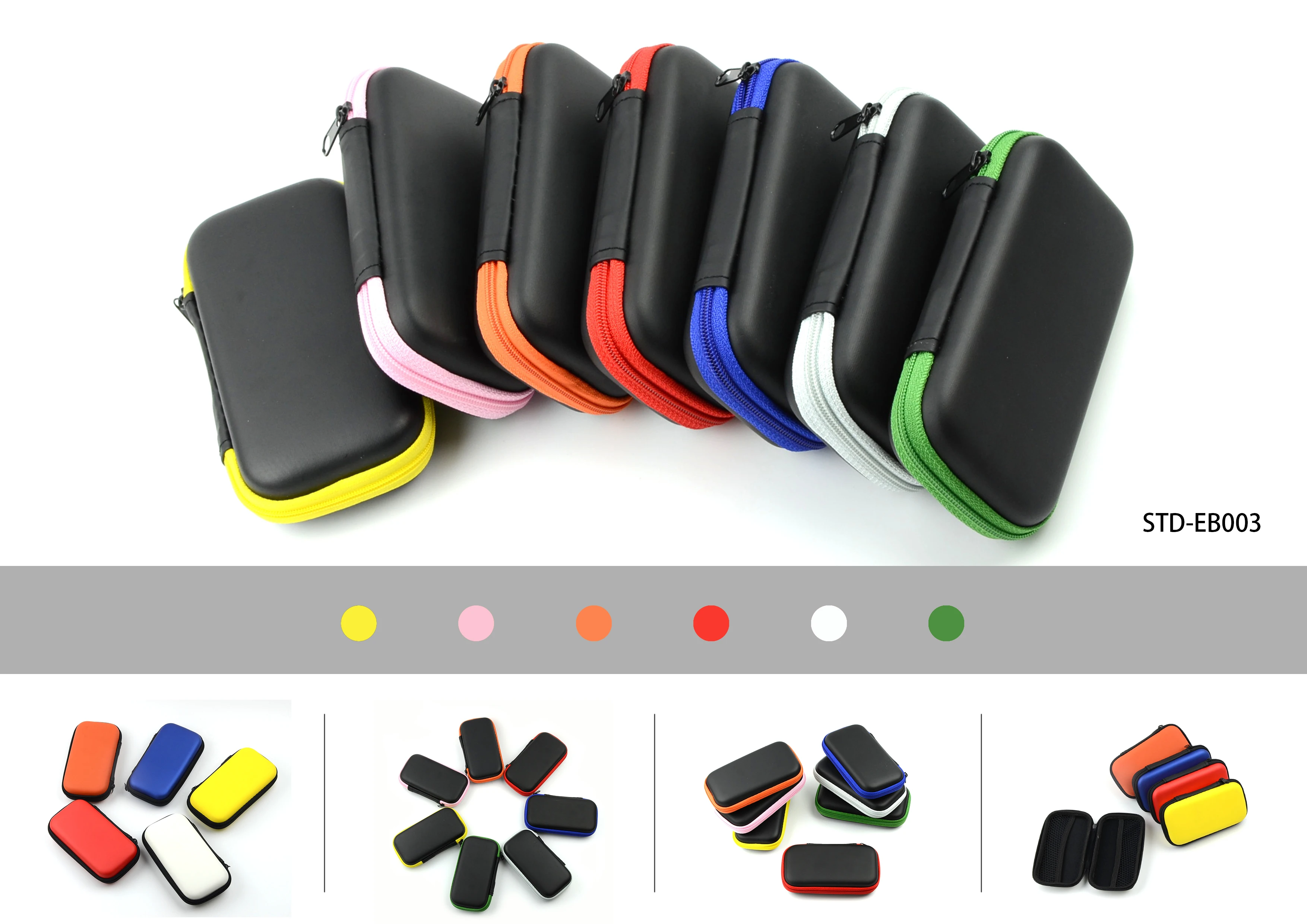 JJ CASE Round sharpe Black Color Hard Shell Large Carrying Headphones Case/Headset Travel Bag for headphone protect