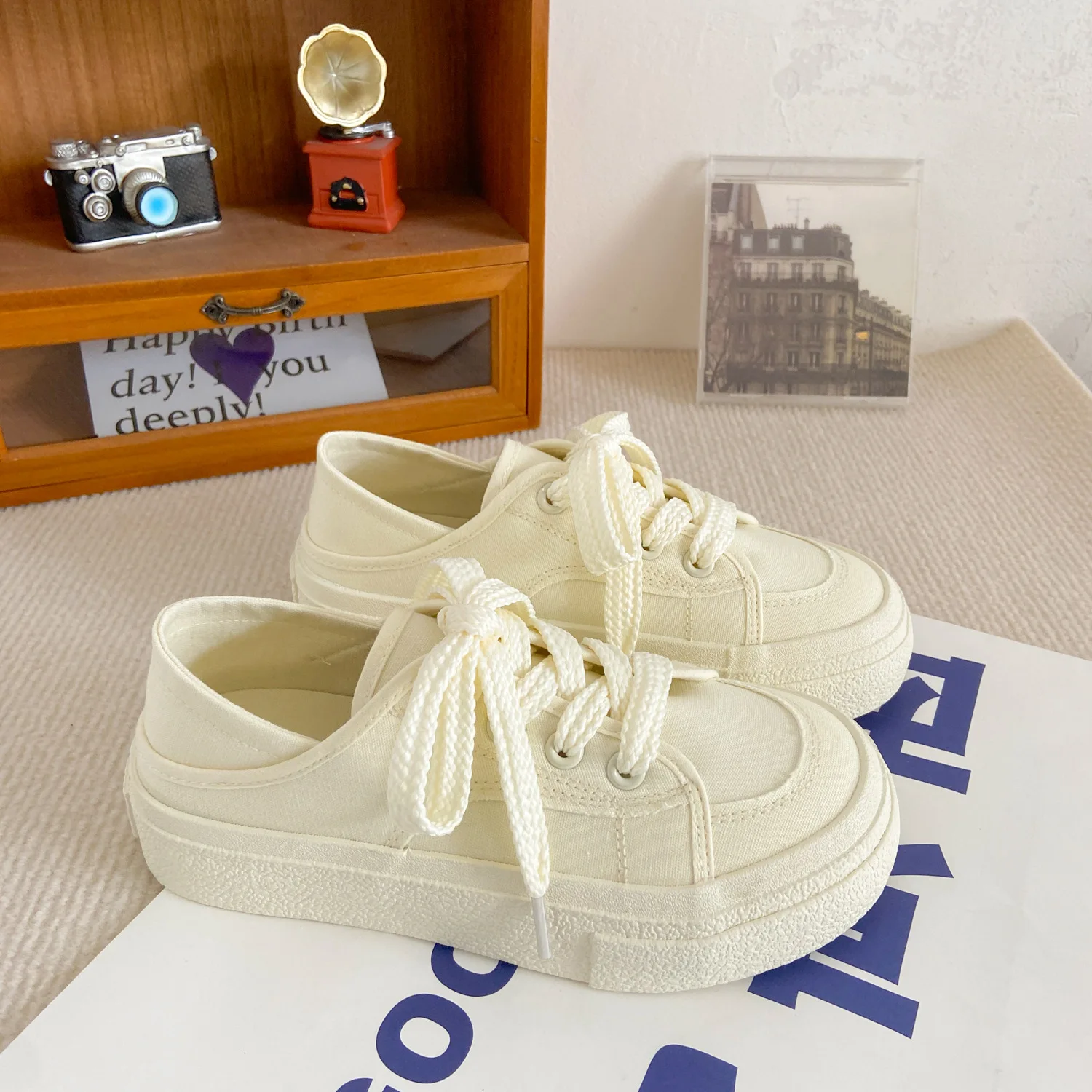 Женские парусиновые туфли на толстой подошве SIZE35-40
