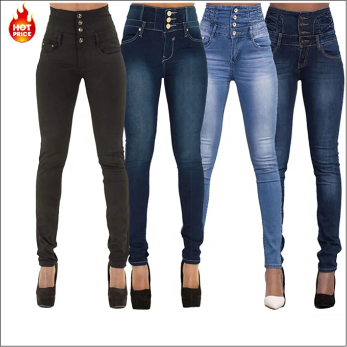
wholesale clothing fashion vintage pencil pant sexy ladies elastic denim trousers high waist stretch women jeans bulk 