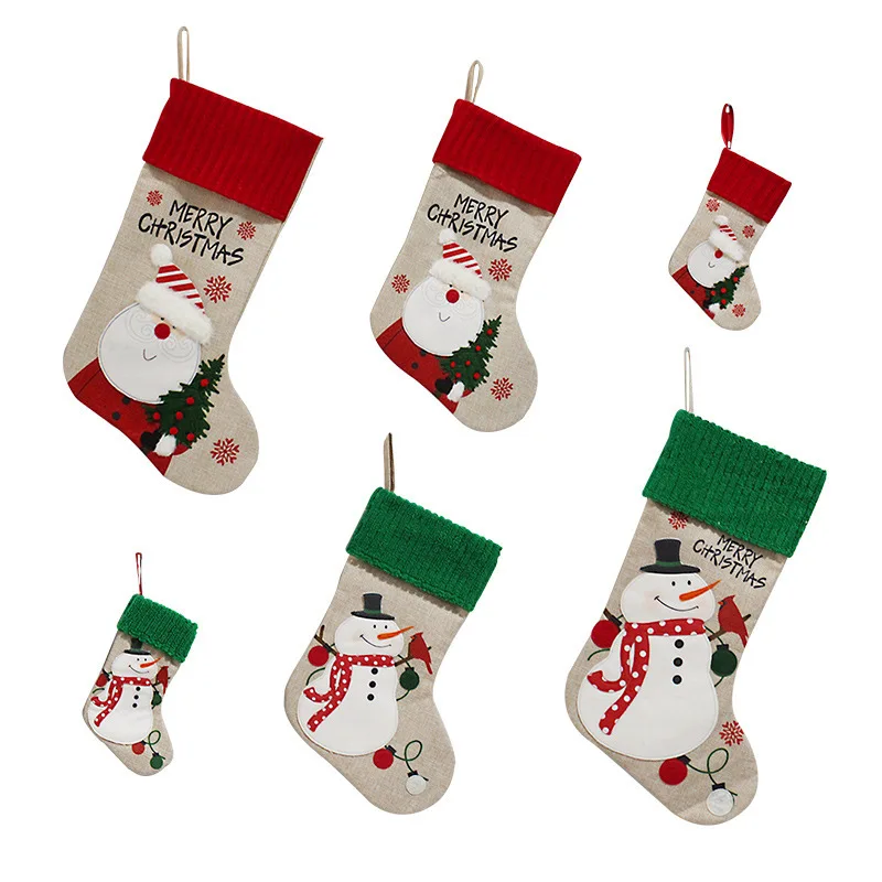 Christmas Stocking Candy Socks Christmas Tree Pendant Santa Man Snowman Gift Bag Christmas Socks Ornaments Festival Party Decor