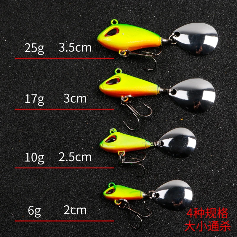 Factory price 6g 10g 15g 22g Big 3D Eyes Mini Rotating VIB Metal Lead Spinner Bait Trout Fish Fishing Lure