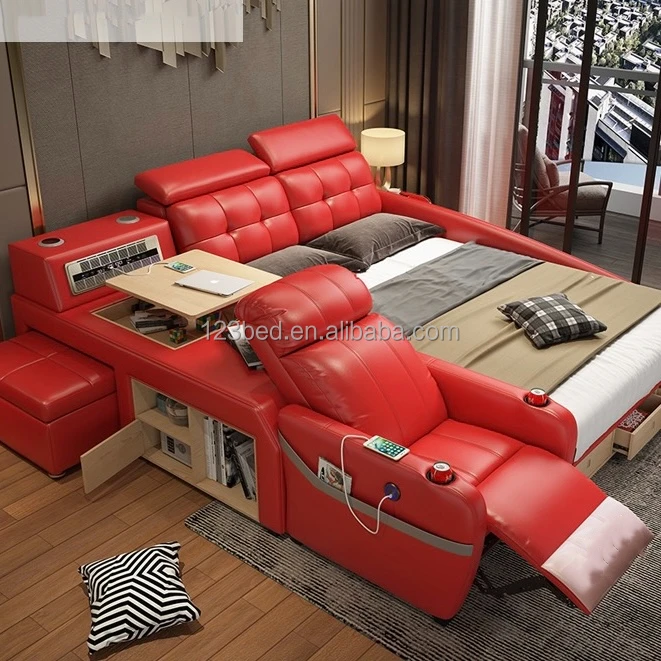 Latest Modern Design Multifunctional Beds Queen Size Smart Bed Adjustable Backrest Electric Massages Support OEM/OED Service