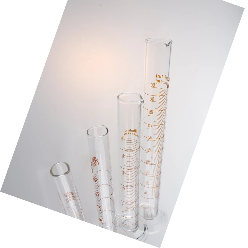 Home and School Science Laboratory Borosilicate Glass Graduated Measuring Liquid Lab Cylinders with Round Bottom Base