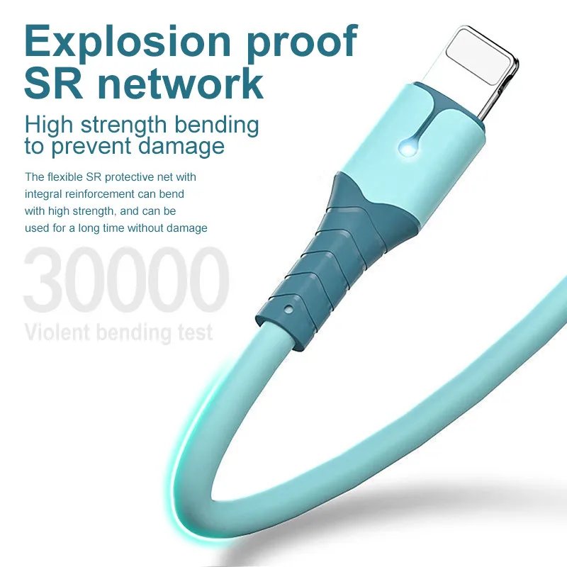 Liquid Silicone Super Fast Charge Cable Micro USB Type C Cable for Samsung Huawei Xiaomi Data Cable