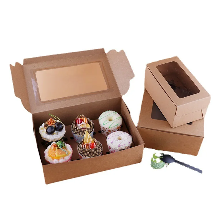 
Food Grade Paperboard Pop-up Easy Assembly Cookie Bakery Pastry Food Packaging Gift Box With Clear Window 