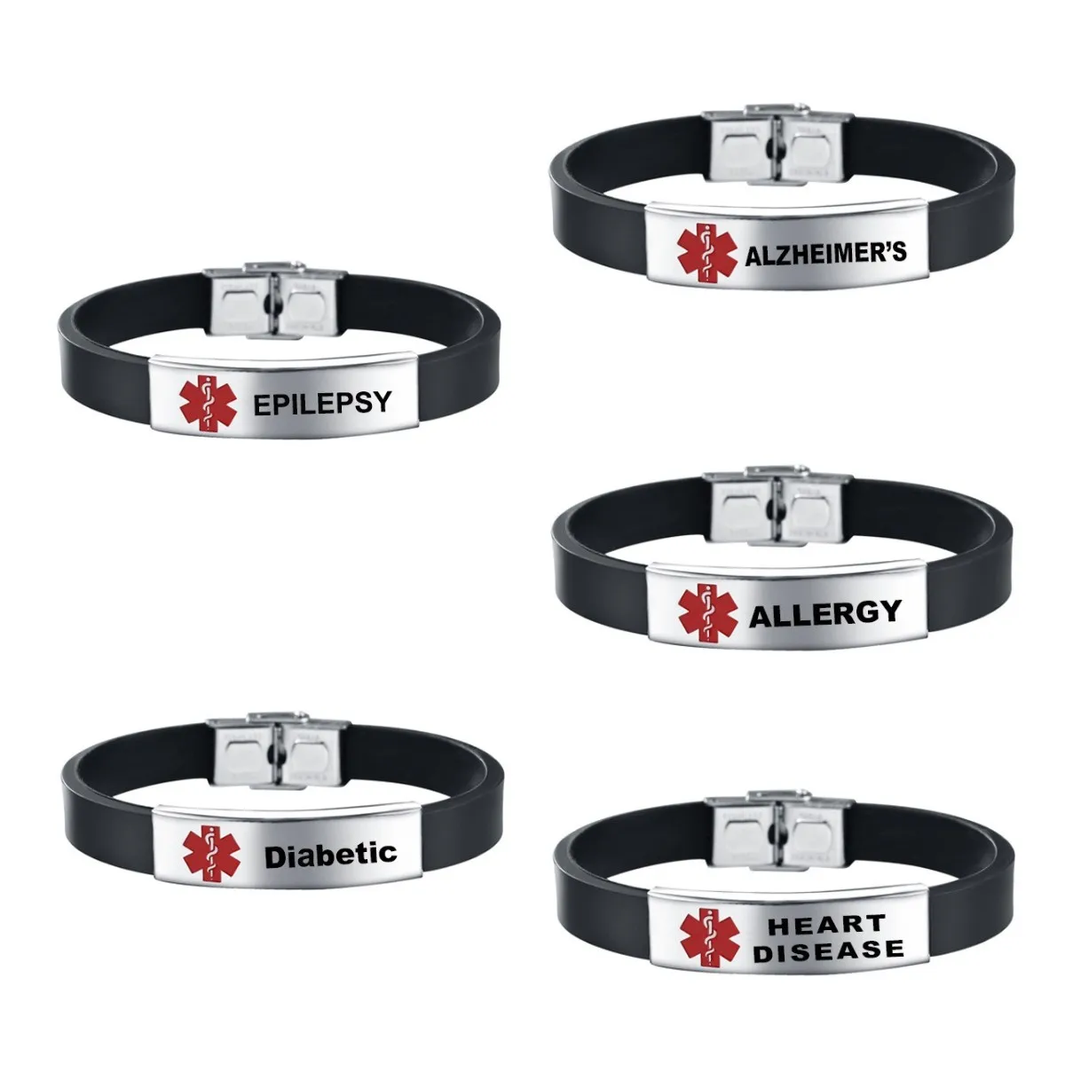 Titanium Steel Silicone Wristband Engraving Medical Alert Autism Heart Diabetes Type 1 2 Awareness Armband Watchband Bracelet