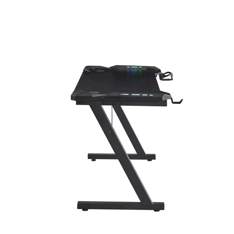 Лидер продаж недорогой игровой стол в форме Z с крючком для наушников и подстаканником спальни