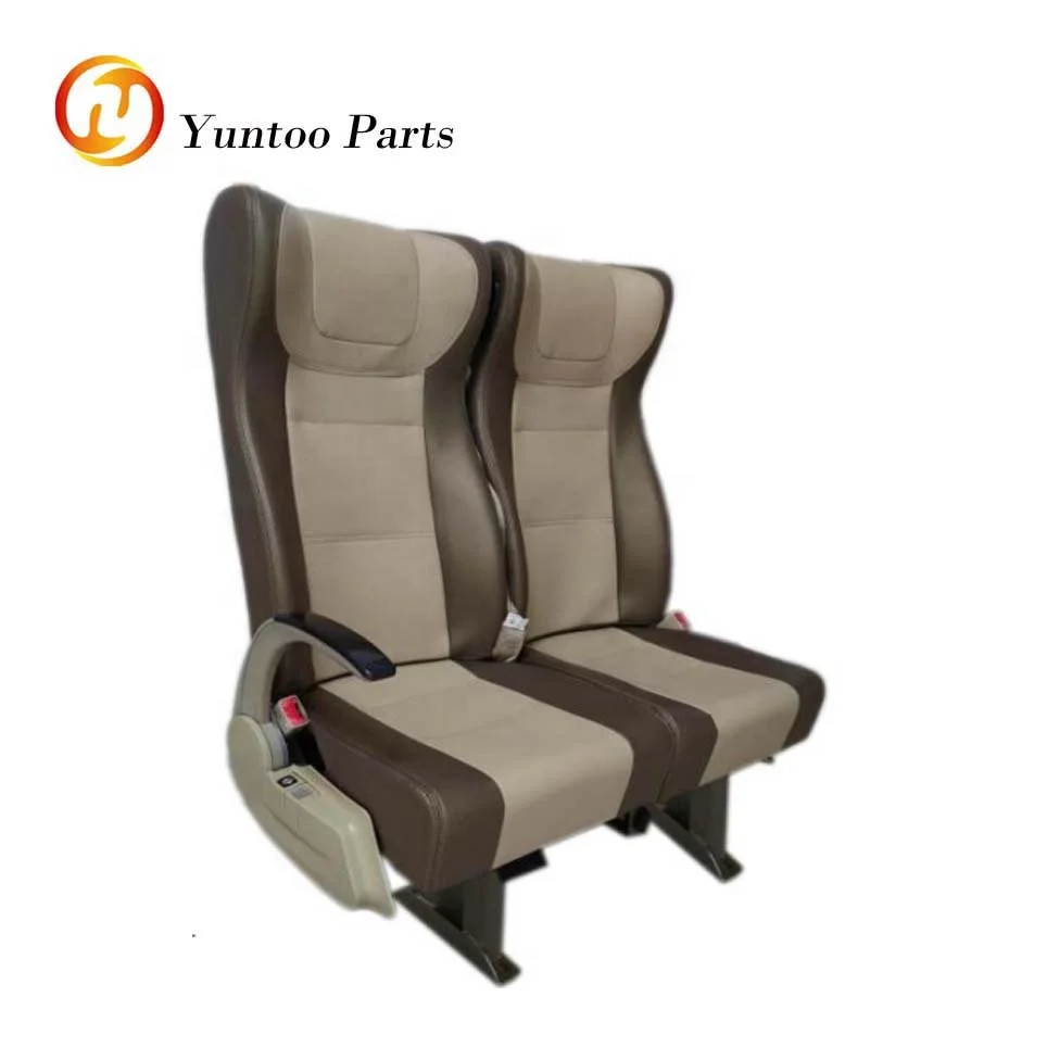 Beige leather+tea gold leather bus seat 2+2 luxury tour bus seat for above 10 meters bus