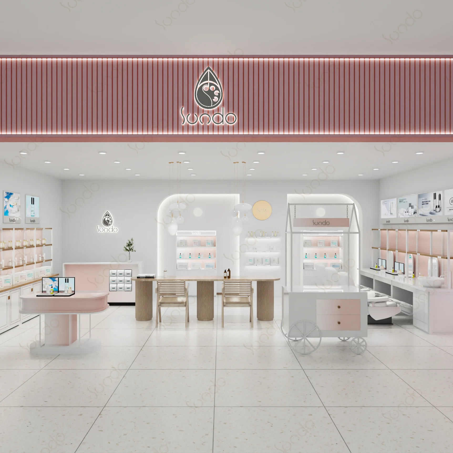 Простой парфюмерный магазин макет интерьера украшения элегантная красота макияж Магазин мебель дизайн маникюрный салон Креативный