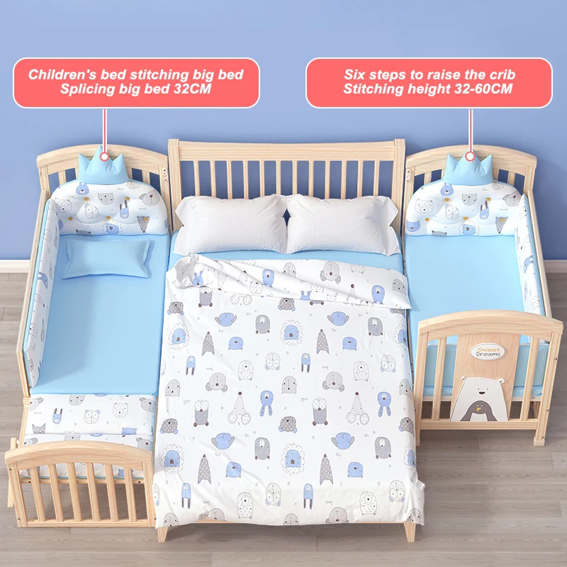 
Wholesale foldable bedding set barrier sleeping wooden newborn kids swinging rail protection boy toddler cot bed baby cribs 