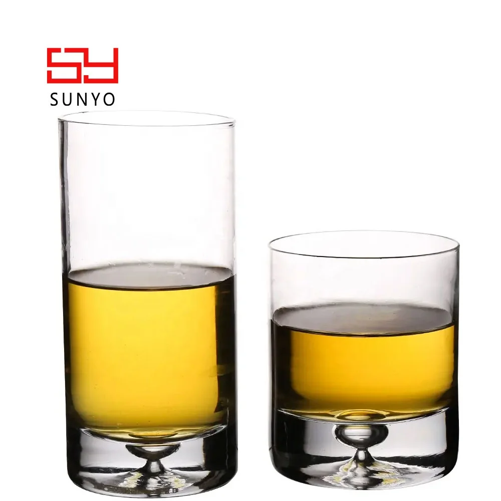 Traditional Straight Tube Shape Old Fashion Custom Best Selling High Ball Crystal  Whiskey Glass Set of 2 Cool Shot Glasses