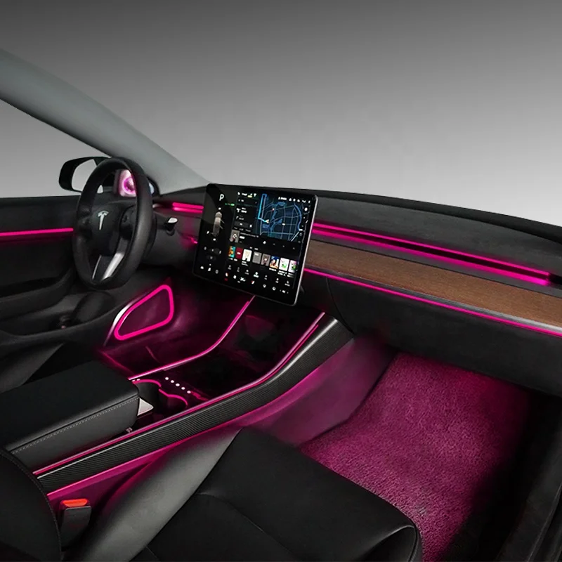 Top Sale 64 Colors Car Lighting Accessories Vehicle Interior Atmosphere Decorative Ambient Light For Tesla Model 3 2019-2020