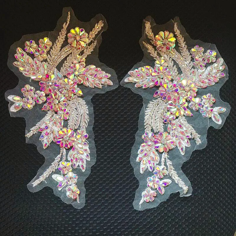 AFFNINTY  Luxury High-end Custom Made Handcrafted Embroidery Rhinestone Applique for Bridal Dress Couture Dance Costume