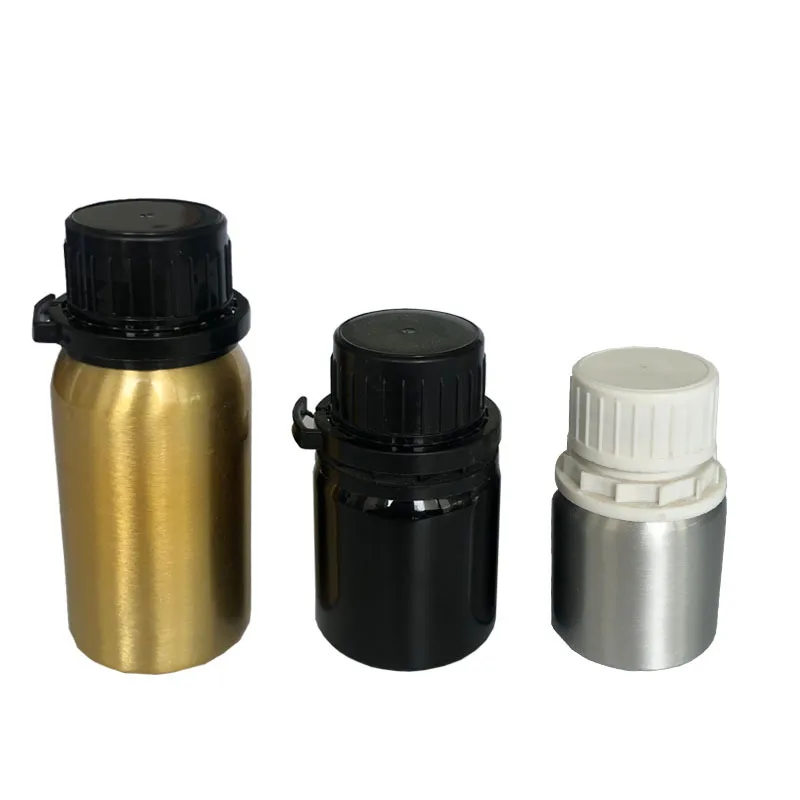 Hot Sale Aluminum Bottle 30 ml 500 ml 1000 ml 1 L Empty Metal Aluminum Essential Oil Bottle with Tamper Evident Lid