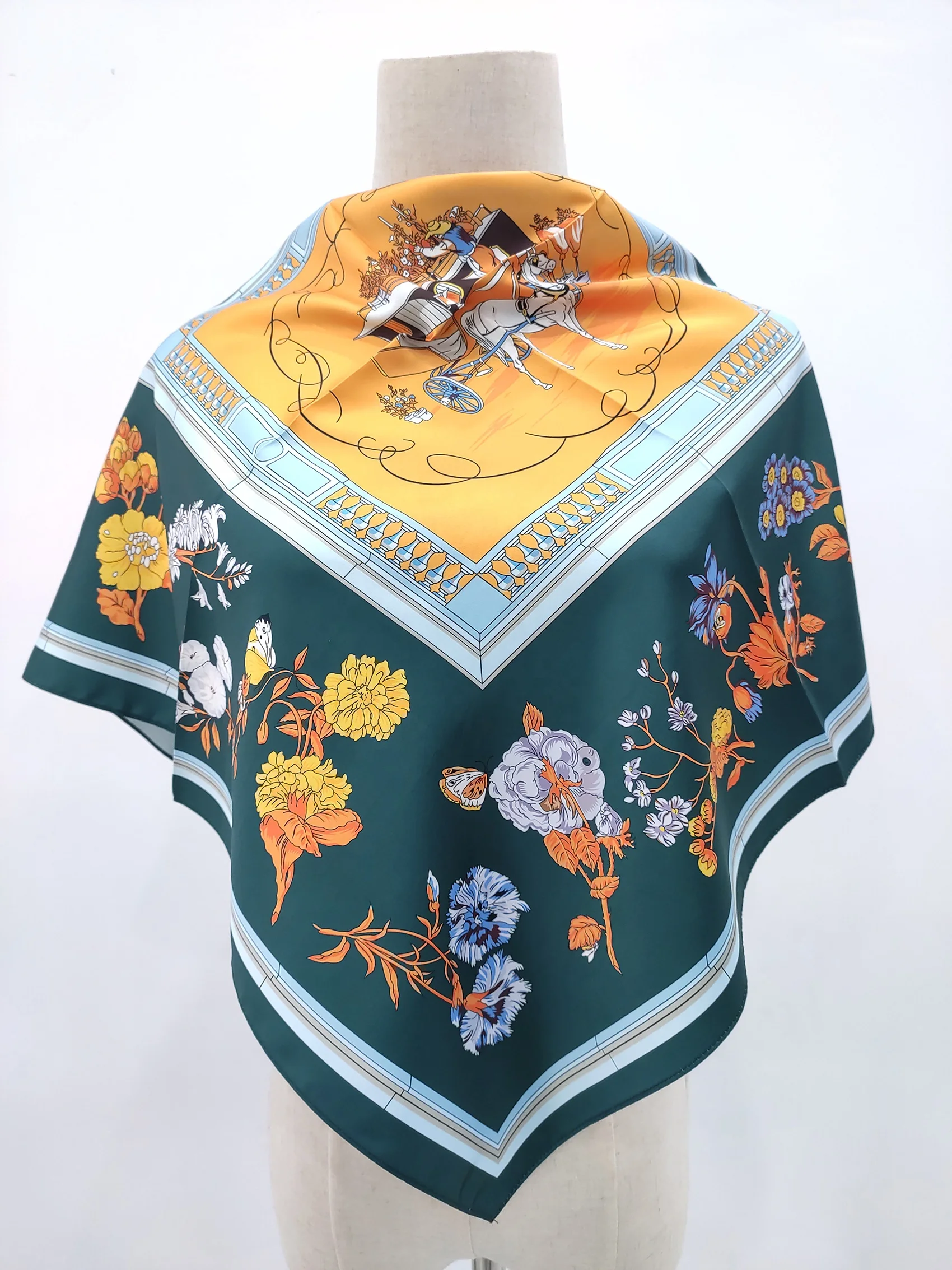 
High Quality Polyester Handmade Scarves Printed Satin Square Polyester Scarfs 90 CM x 90 CM 