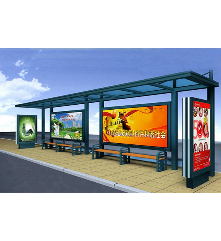 Street Furniture Metal Bus Shelter Design Bus Stop Station Structure Outdoor