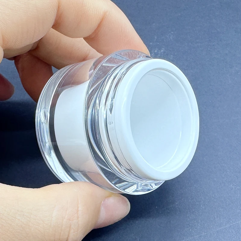 double wall travel plastic 15g 30g 50g white acrylic cosmetic nail gel cream jar with spoon spatula