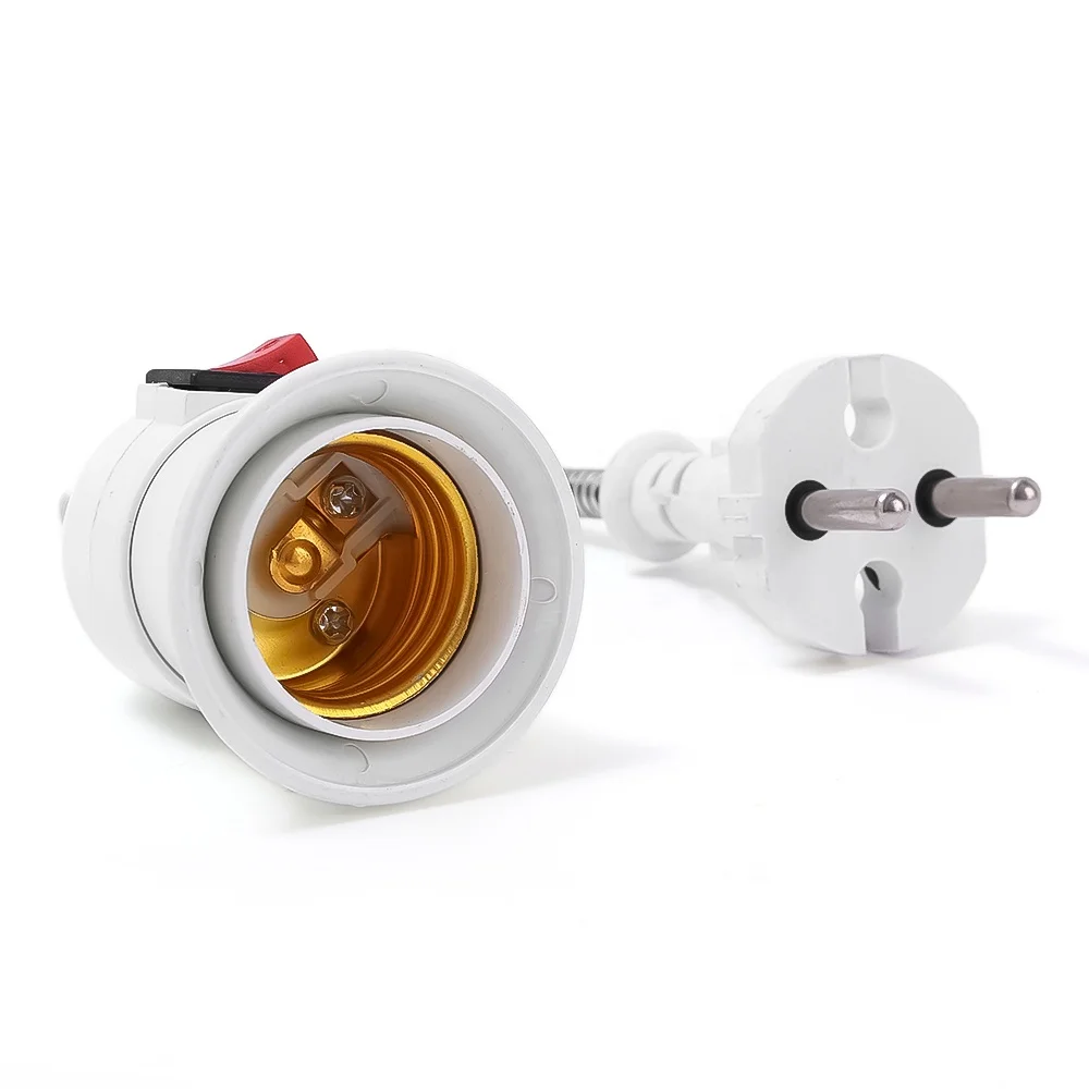 E27 Lamp Base Universal EU US Plug Bulb Holder with Switch Adjustable Socket Holder Energy Saving LED Desk Bulb Base Converter