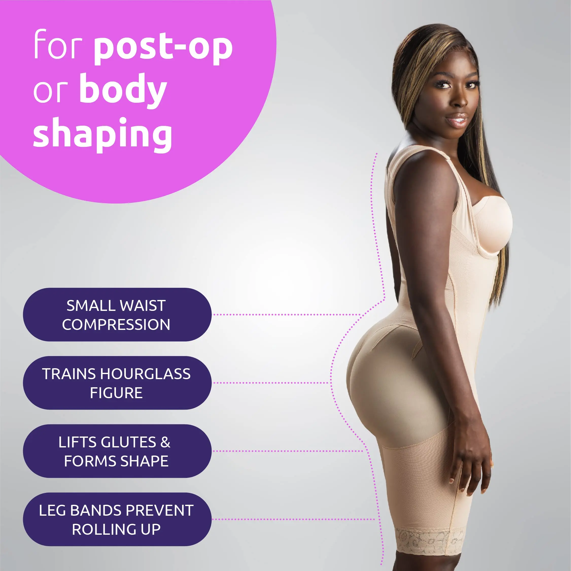 Zipper Crotch Gaine Postoperatoires Full Thigh Shaper Post Lipo Surgery Butt Lifter Shapewear Colombianas Fajas For Bbl Stage 1