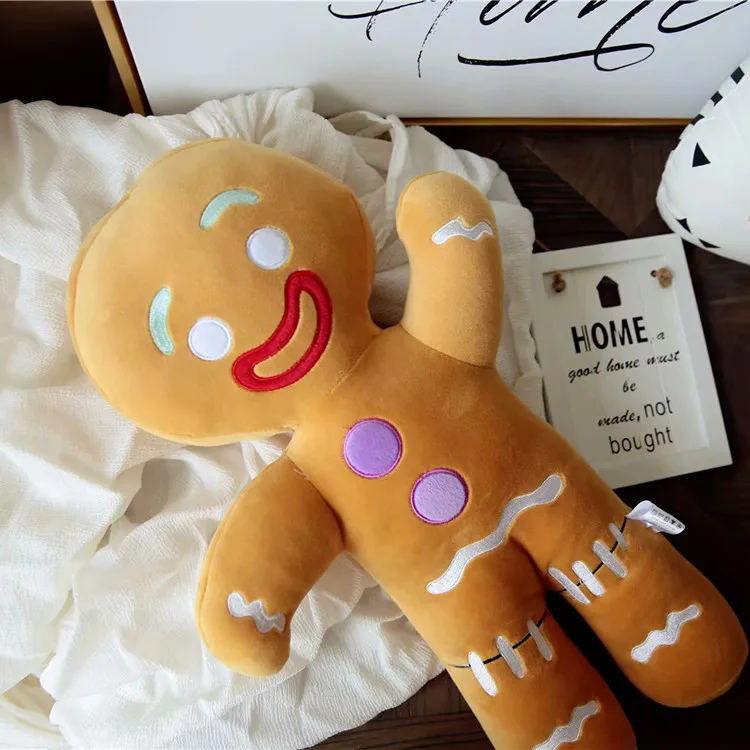 Ruunjoy Gingerbread Man Plush Toys Biscuit Plushies Cookies Man Stuffed Doll Soft Sofa Cushion Pillow Christine Decor Xmas Gift